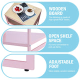 SYKIARIOL Pink Nightstand,End Tables with Storage Drawer,Bedside Table with Open Storage Shelf,Metal Side Table,Durable Wood Top Side Table for Bedroom,Living Room,Dorm,Guest Bedroom,Pink SYKIARIOL