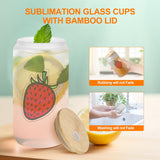 MOVNO 12 Pack Sublimation Cups - 16oz Frosted Glass Cups with Bamboo Lids and Straws Sublimation Glass Blanks Beer Can Shaped Cups Sublimation Glass Tumblers for Iced Coffee Juice Soda Drinks MOVNO