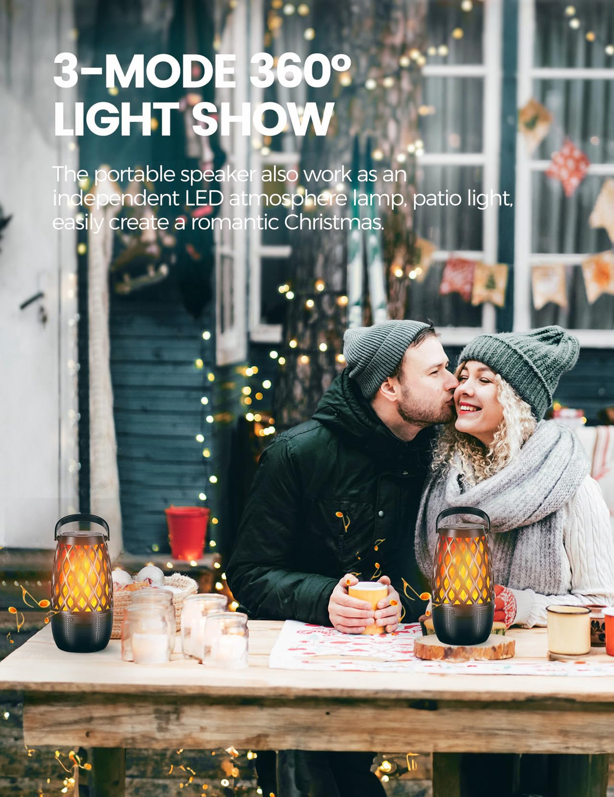 Upgraded Outdoor Speakers Gift for Men Bluetooth Speaker with lights Multi-Sync up to 100 Speakers Auto-Pairing HD Stereo Sound Cool Tech Gadgets for Him IPX5 Waterproof for Outside|Patio|Porch BolaButty