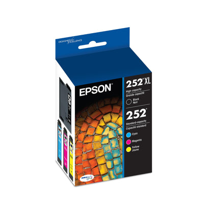 EPSON 252 DURABrite Ultra Ink High Capacity Black & Standard Color Cartridge Combo Pack (T252XL-BCS) Works with WorkForce WF-3620, WF-3640, WF-7110, WF-7610, WF-7620, WF-7710, WF-7720, WF-7210