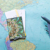 2 Pieces Diamond Painting Leather Passport Holder, DIY Special Shaped Crystal Painting Travel Passport Protective Cover for Boarding Pass, ID Card, Driver's License-20X14CM (AA082-AA220) Vocttaiy