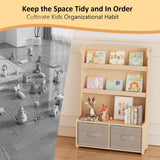 WISUCART Kids Bookshelf and Toy Storage Organizer, 3 Tier Bamboo Todders Book Shelf Large Book Rack for Child Room Playroom Nursery for Kids, Children, Toddlers (Nature) WISUCART