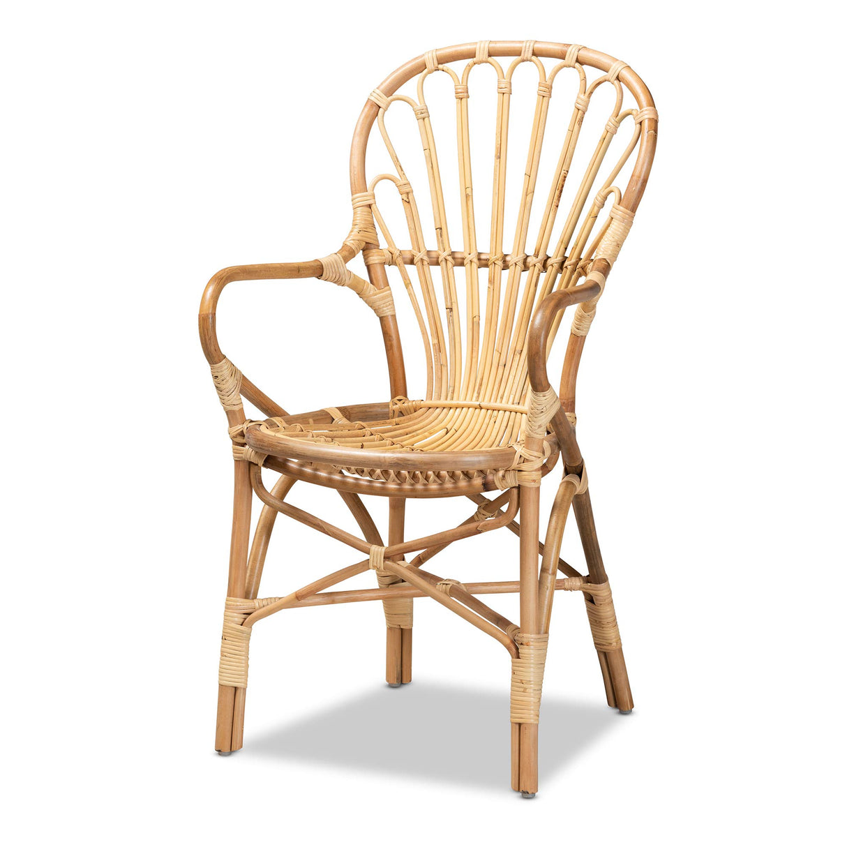 bali & pari Sheraton Modern and Contemporary Light Honey Rattan Dining Chair bali & pari