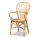 bali & pari Sheraton Modern and Contemporary Light Honey Rattan Dining Chair bali & pari