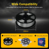 FLASHFORGE Rapid PETG Filament 1.75mm Metallic Silver, Max 600mm/s High Speed Printing, 3D Printer Filament 1kg Spool, Dimensional Accuracy +/- 0.02mm, Fits Most 3D Printers FLASHFORGE