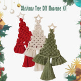 mdgfge 3 Pack Christmas Tree DIY Macrame Kit, Christmas Macrame Woven Boho Christmas Tree Decorative Hanging Ornaments Assembled DIY Kits for Beginners Xmas Holiday Party Wall Hanging Supplies mdgfge