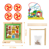 Wooden Activity Cube 6 in 1 Montessori Toys Educational Learning Sensory Toys for 1 Year Old 12-18 Months Boys Girls First Birthday Gifts for Baby Toddler Toys Age 1-2 Bead Maze Shape Sorter Abacus KABENFIS