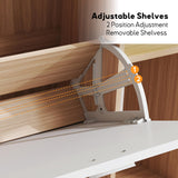 Bonzy Home Shoe Cabinet with 2 Flip Drawers, Modern Hidden Shoe Storage with LED Light, Freestanding Shoe Organizer Cabinet for Entryway, Hallway, Oak & White Bonzy Home