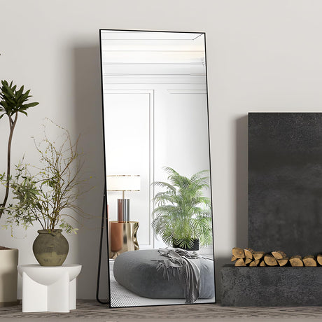 NEUWEABY Full Length Mirror Floor Mirror Large Mirror Body Rectangle Mirror for Bedroom Living Room Standing Hanging or Leaning Against Wall Aluminum Alloy Frame Black 57"x24" NEUWEABY