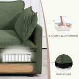 ROWHY Sectional 2 Seat Cloud Loveseat with 2 Throw Pillows, Modern Corduroy Love Seat Sleeper Bed, Convertible Cozy Sofa for Living Room and Office, Green ROWHY