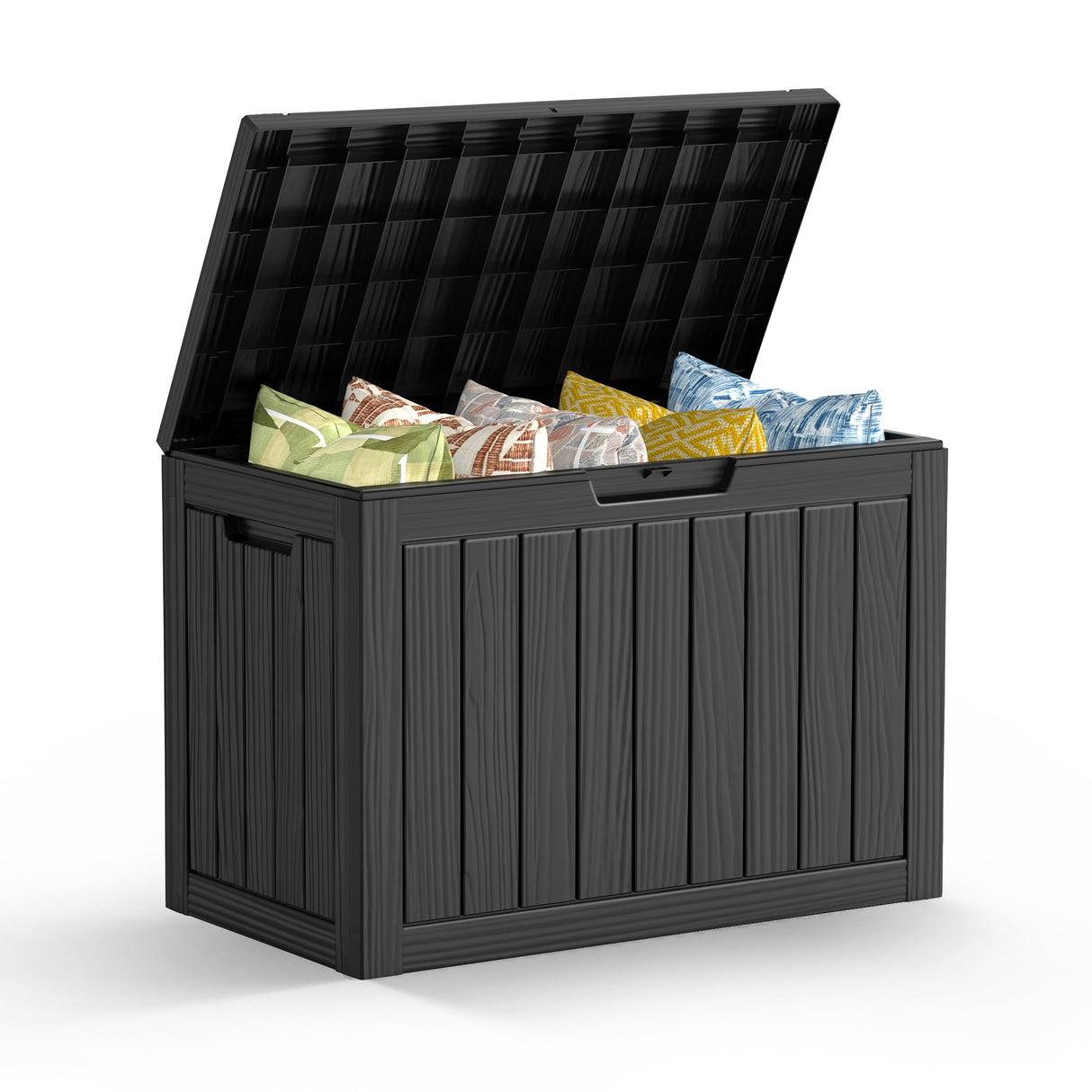Mars Villa 45 Gallon Outdoor Storage Box, Resin Deck Box Waterproof, Storage Chest for Outside Patio Furniture Cushions, Pool Supplies, Garden Tools, UV Resistant and Weatherproof, Black Mars Villa