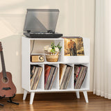 LELELINKY Large Record Player Stand, Turntable Stand with Storage, Vinyl Record Holder with Display Area, Record Player Table Holds Up to 300 Albums, Record Stand for Music room Living Room-White LELELINKY