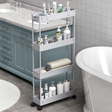 SPACELEAD Slim Storage Cart 4 Tier,Bathroom Organizer Rolling Utility,Mobile Shelving Unit Slide Out for Office, Kitchen, Laundry Room & Narrow Places,Gray SPACELEAD