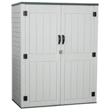 EHHLY Vertical Resin Storage Shed, 60 Cuft Garden Tool Sheds & Outdoor Storage, Plastic Outdoor Storage Cabinet Waterproof, 5.6 x 2.3 ft Backyard Outside Lawn Mower Storage Shed, White EHHLY