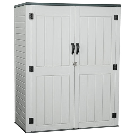 EHHLY Vertical Resin Storage Shed, 60 Cuft Garden Tool Sheds & Outdoor Storage, Plastic Outdoor Storage Cabinet Waterproof, 5.6 x 2.3 ft Backyard Outside Lawn Mower Storage Shed, White EHHLY
