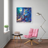 BOHADIY 5D Wolf Diamond Painting Kits for Adults Beginners, Moonlight Diamond Art Kits, Full Drill Crystal DIY Round Night Moon Wolf Family Paint with Diamonds Gem Art Home Wall Decor 12×12 Inch BOHADIY