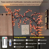 Cherry LED Tree Branch Lights for Wall, Cherry Blossom Willow Vine Twig Decor Garland with 72 LED Lights and Remote,8 Lighting Modes,Christmas Decorations Indoor for Home Wall Door Window (63inch) BomKra