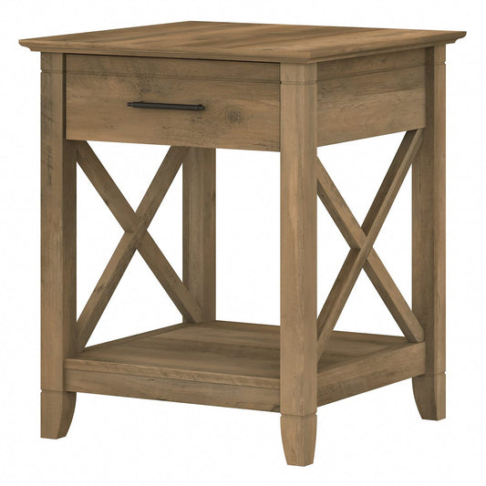 Bush Furniture Key West Nightstand with Drawer, 20D x 20W x 24H, Reclaimed Pine - WoodArtSupply