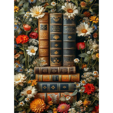 Books Diamond Art Kits for Adults, Flower 5D Diamond Painting for Adults, Gem Painting Kit Parts for Wall Home Decor Arts Craft 12x16 inch Clendo