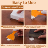 Wood Putty, Wood Filler Putty - White Wood Filler for Trim, Wood Filler Paintable, Stainable, Quickly Repair Wood Cracks and Holes on Wooden Floor A-HEYIDA