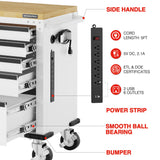 WORKPRO 52" x 20" 5-Drawer & 1-Door Rolling Tool Chest, Heavy Duty Tool Chest with Wheels, Power Strip, Locking System, Rolling Cabinet for Garage, Home & Kitchen, 1000 lbs Capacity WORKPRO