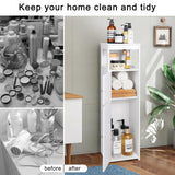 VOGGV Bathroom Storage Cabinet, Bathroom Floor Cabinet Freestanding 1 Doors and Shelves for Home Kitchen, Living Room and Hallway, 29.5 * 8.66 * 7.87in, White VOGGV