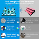 GOH&FTY LED Lighted Liquor Bottle Display Shelf,APP 16 inche 2Step LED Bar Shelves with Wireless Remote& Multicolor LED Light ,Bar Stand for Home Bar Accessories GOH&FTY