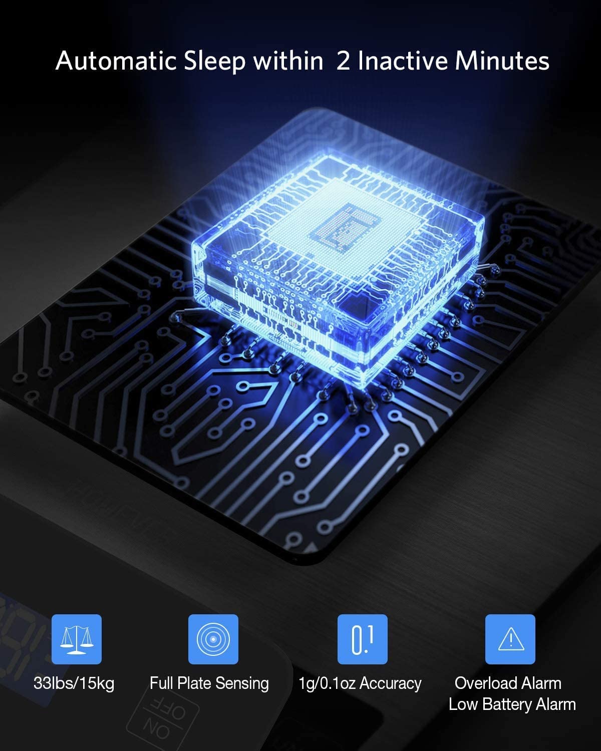 Large Digital Kitchen Scale, Drcowu 15kg Food Kitchen Scales for Baking, Cooking, Keto and Meal Prep, Food Weight Scale with 1g Accuracy and LCD Display, Easy to Read, Grams and Oz (Black) Drcowu