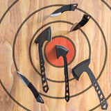 TIMINGILA Throwing Axes Tomahawks, 3 Pack One Piece Steel Throwing Axe, 10.6" Full Tang Hatchet Throwing with Nylon Sheath and Built-in Bottle Opener for Camping, Game, Competition and Recreation TIMINGILA