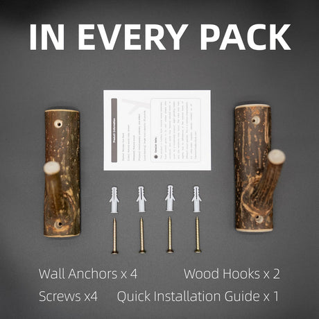 Gun Rack for Wall – Natural Wood Rustic Solid Hardwood Gun Rack, Wall Mount Gun Hanger & Rack for Rifle, Shotgun & Bow with 2 Hooks, Supports 40 lbs – Easy to Install, Includes Hardware (Small) WoodArtSupply