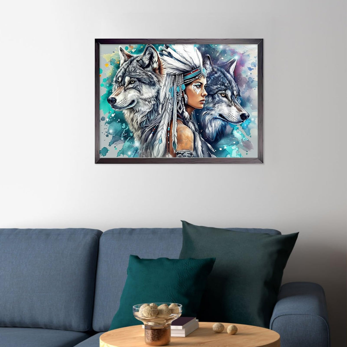 CEOVR Wolf Diamond Painting Kits for Adults, Woman and Wolves Diamond Art Dots 5D Full Drill DIY Gem Art for Beginner, Adult Crafts Kits Arts and Crafts, Wall Decor for Home Office 16x12in CEOVR