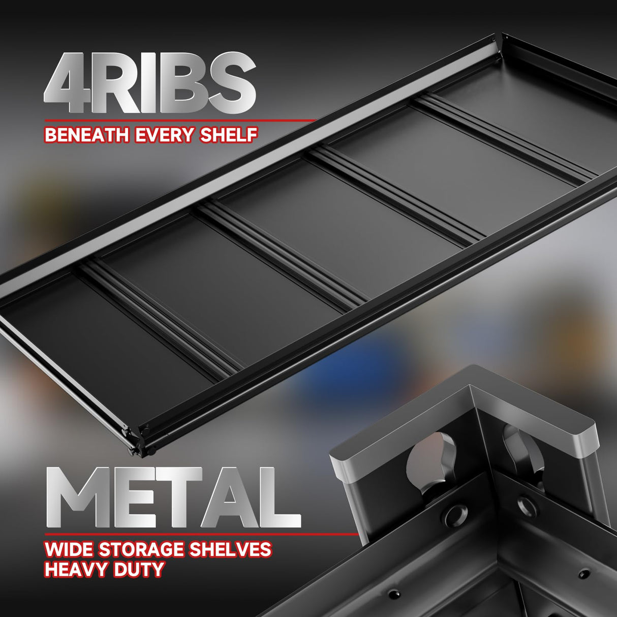 cynnda 4-Tier 40" W X 20" D X 60" H Storage Shelves 2500LBS Garage Shelving Metal Storage Shelf Adjustable Metal Racks with Shelves Heavy Duty Shelving Units and Storage Utility Shelf (Black) cynnda