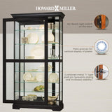 Howard Miller Tyler II Curio Cabinet - Modern Black Satin Storage Cabinet with Locking Glass Doors - Adjustable Shelves & Adjustable Levelers Perfect for Home Decor, Dining or Bedroom Display Howard Miller