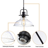 Zlepmlla Glass Pendant Light，Black Pendant Light Fixtures with Seeded Glass Shade, Adjustable Height Hanging Lights for Hallway, Kitchen Island, Dinning Room（Bulb not Included） Zlepmlla