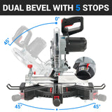 NOVORIK 10" Single Bevel Compound Sliding Miter Saw, Single-Bevel Corded Miter Saw with Laser Guide, 15-Amp Motor Sliding Miter Saw with TCT Saw Blade for Woodworking novorik