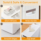 4 Drawers Slim Bathroom Storage Cabinet Dresser, Narrow Plastic Rolling Cart Organizer with Drawers, for Small Spaces, Kitchen, Laundry, Office, Bedroom, White YABORAS