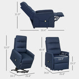 HOMCOM Power Lift Recliner Chair for Elderly, Fabric Lift Chair Sofa with Remote Control, Side Pockets, Pocket Spring, Tufted Back, Quick Assembly, Deep Blue HOMCOM
