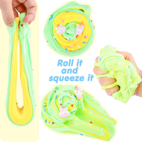 6 Pack Butter Slime Kit, with Unicorn Slime Add Ins, Soft Non-Sticky, Butter Slime Party Favor for Girls & Boys, Classroom Rewards, Stress Relief Toy, Birthday Gifts for Kids MERMAIDSLIME