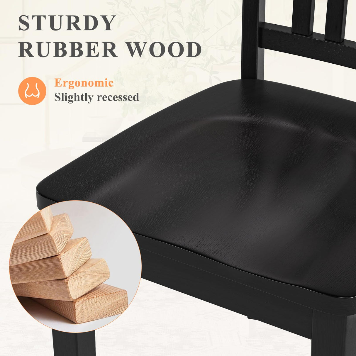 Homixis Dining Chairs Set of 6, Farmhouse Wood Chairs with Spindle High Backrest, 17.3 Inch Wood Chiars for Kitchen and Dining Room Homixis