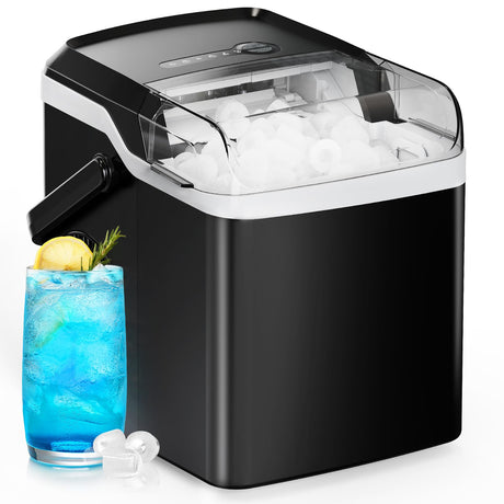 Silonn Countertop Ice Maker - 9 Cubes Ready in 6 Mins, 26lbs in 24Hrs, Portable Ice Machine with Self-Cleaning, 2 Sizes of Bullet Ice for Home/Kitchen/Party/RV, Black Silonn