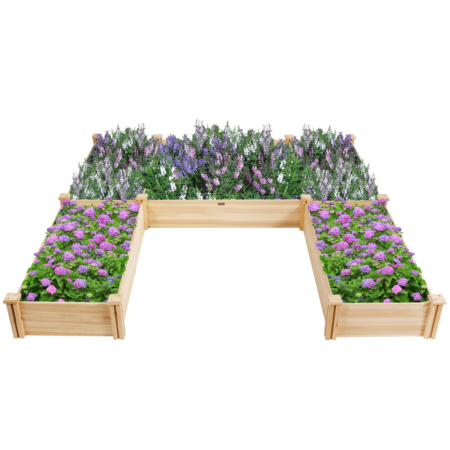 S AFSTAR Wooden Raised Garden Bed, Divisible Planter Box Kit, Outdoor Elevated Flower Planting Raised Bed, Above Ground Planters or Vegetables Grass Lawn Yard Backyard Patio (92.5" L x 95" W x 11" H)