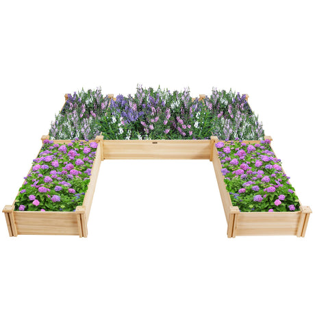 S AFSTAR Wooden Raised Garden Bed, Divisible Planter Box Kit, Outdoor Elevated Flower Planting Raised Bed, Above Ground Planters or Vegetables Grass Lawn Yard Backyard Patio (92.5" L x 95" W x 11" H) S AFSTAR