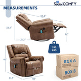 SOCIALCOMFY Swivel Rocker Recliner Chair with Heat and Vibration, 360° Swivel Glider Rocker Manual Reclining Chair, Massage Rocking Recliners with Side Pockets & USB Ports for Living Room, Nut Brown SOCIALCOMFY