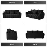 Wrofly Teddy Cloud Sofa Couch, Modern Deep Seat Boucle Sofa, 80.2" Comfy Upholstered Sherpa 3 Seater Couch with 3 Pillows, Oversized Loveseat for Living Room Apartment Office, Black Wrofly