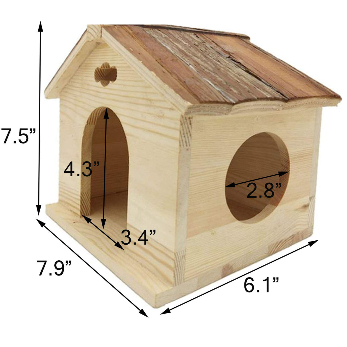 Hamiledyi Guinea Pig Wooden House, Chinchilla Space Natural House with Window Pets Large Hideout Play Hut for Gerbil Ferret Squirrel Rats Mice Hedgehog Hamiledyi