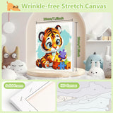 Reivworl Tiger Paint by Numbers Kit for Kids, Tiger Paint by Number with Frame and Easel, Paint by Number Kids Age 5-8-12 for Gifts and Decor (8X8 Inch) Reivworl