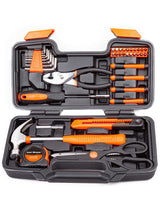 CARTMAN 39 Piece Tool Set General Household Hand Kit with Plastic Toolbox Storage Case Orange CARTMAN