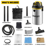 Stanley Wet/Dry Hanging Vacuum, 4.5 Gallon, 4 Horsepower, Stainless Steel Tank STANLEY