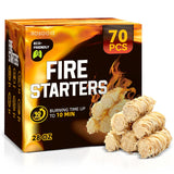 Hosoote 70 pcs Fire Starter - Natural Fire Starters for Fireplace, Pellet Stove & Wood, Campfires, BBQ, Pizza Oven, Fire Pit, Smoker - Fire Starters for Grill, Charcoal Fire Starter for Grill Hosoote