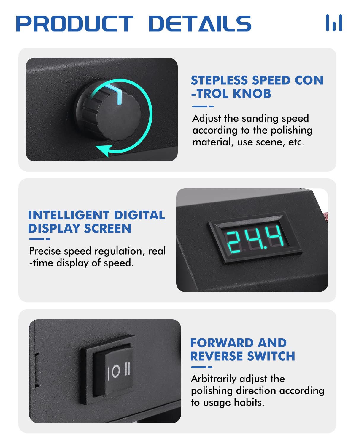 Mini Electric Belt Sander 1.2x15in Knife Sharpening Belt Sander Small Belt Sander for Knife Making Variable Speed with 15PCS Abrasive Belt for Wood MSFULLSEA